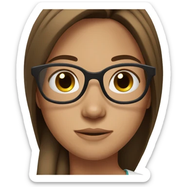 Girl with brown straight hair, freckles, and glasses sticker