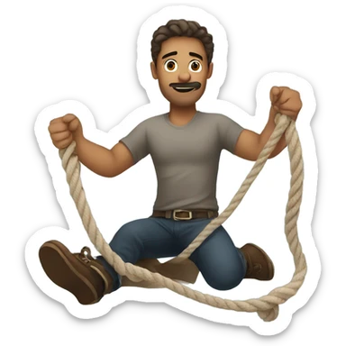 A man holding a rope sticker