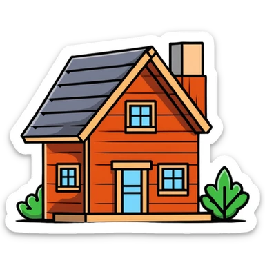 small log house sticker