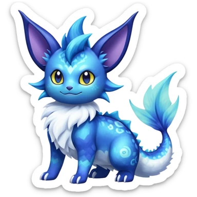 Nebulae Noibat-Vaporeon-Meowstic-Fakémon-hybrid-creature (full body)  sticker