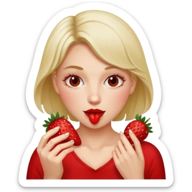 the woman eating strawberries
 sticker