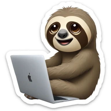 Sloth working on a macbook sticker