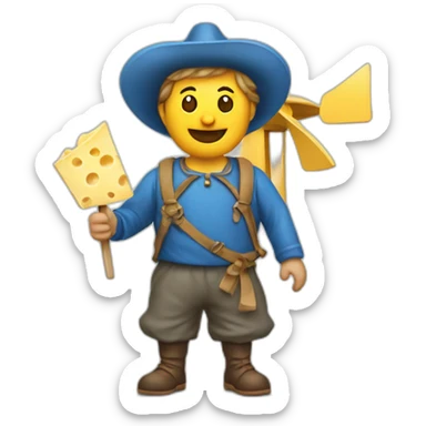 Dutch Guy with cheese and windmill sticker
