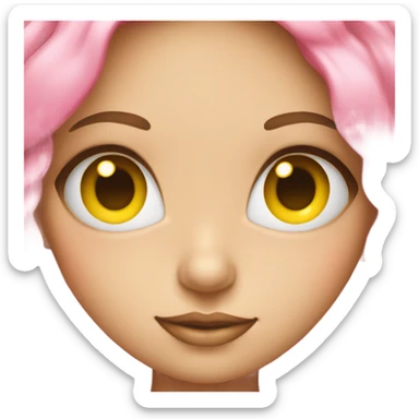 regular yellow emoji but has lashes and a pink bow on top sticker