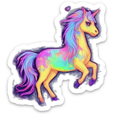 Trippy patchwork glass Zombie Pegasus unicorn psychedelic flowers floral groovy art neon rave raving sticker