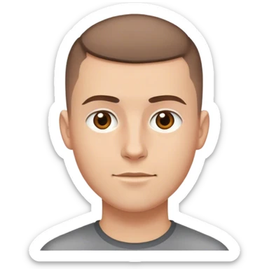 white male with brown hair buzzcut sticker