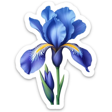 single Sky Blue Iris, straight stem sticker