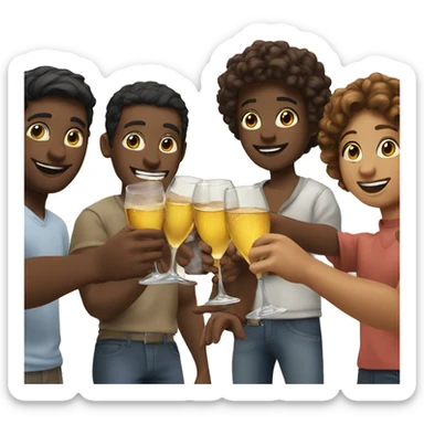 a group of friends toasting sticker