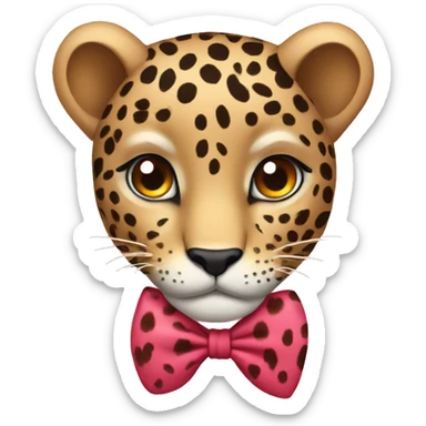 Leopard with bow  sticker