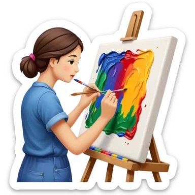 artist painting on canvas sticker