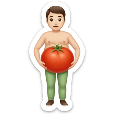 pregnant man with tomato belly sticker