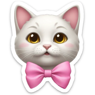 cute cat w a pink bow sticker