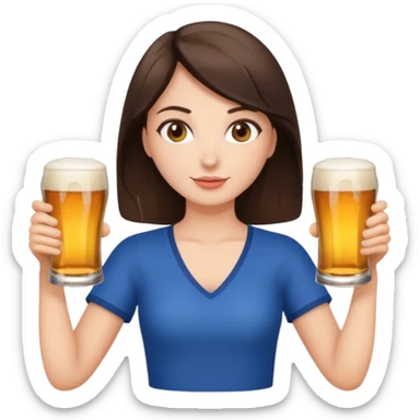 Brunette holding two beers sticker