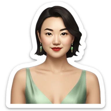 Jessica henwick with short bob Jade earrings cocktail dress sticker
