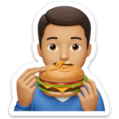 man eating a hamburger sticker