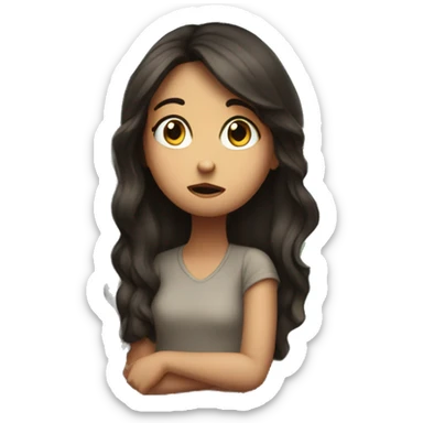 Brunette girl looking out of window sad sticker