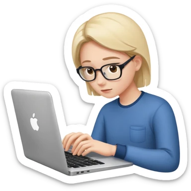 person analyzing data on a laptop sticker