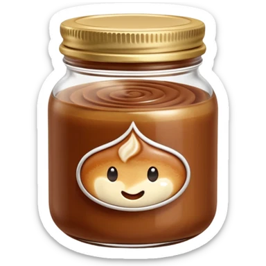 small swirl or dollop of rich chestnut cream, soft smooth texture, warm beige to light brown color, subtle ridges or peaks, dense velvety consistency, optionally as a visible layer inside a small clear jar with no label, clean 3D look, soft lighting, no spoon or garnish, no faces, emoji scale sticker
