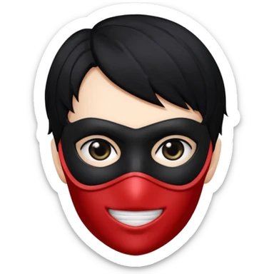 Akira persona 5 in a sleek black mask, playful eyes showing sticker