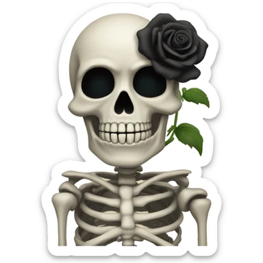 Skeleton with black rose sticker