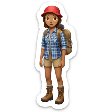 woman hiking in the woods in the sunshine brown hair sticker
