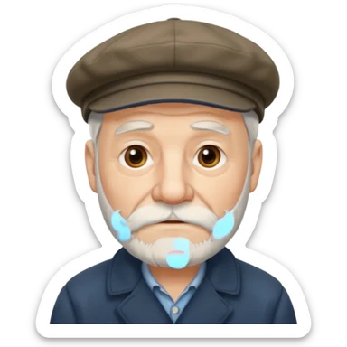 Old man white beard wearing a flat cap sticker