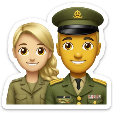 smiling girl with male in military uniform sticker
