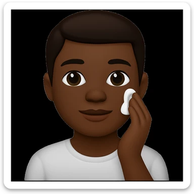 Make the boy Black while keeping the same morning skincare theme in an emoji style. The style is emoji, but since emoji style does not support editing, use the general style editor to replicate the emoji look. sticker