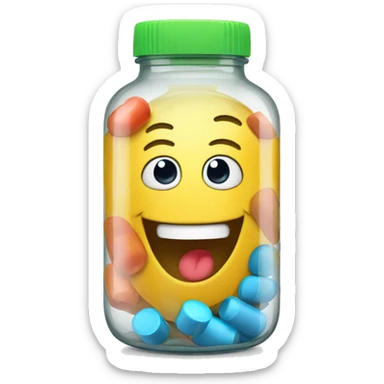 vitamin bottle with excited face sticker