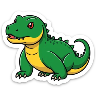 A fierce komodo dragon with detailed scales and flicking tongue sticker