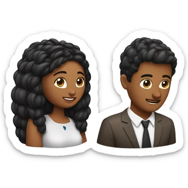 Dos parejas besándose una mujer con pelo lacio negro y un hombre con trenzas  sticker