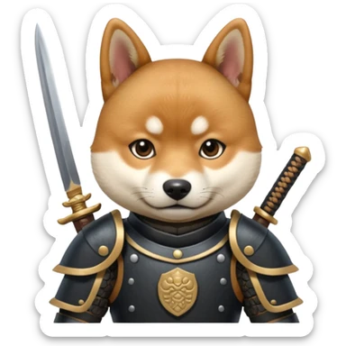 dog japan ancient samurai with small knife sticker