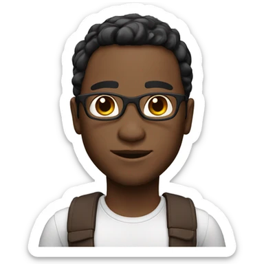 3d avatar, black middle parted hair, medium tone skin, round face, dark chocolate eyes sticker