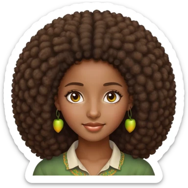 beautiful Ethiopian girl, soft smile, natural afro-textured hair, gentle eyes, high definition, precise details, iOS Apple style emoji sticker