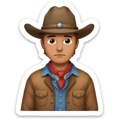 сгенерируй ковбоя который грустно смотрит на закат, он стоит на горах, которые такие как в америке на западе sticker