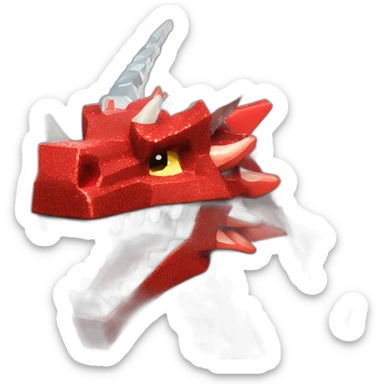 Minecraft Glitter red Dragon Head With Diamond Horn sticker