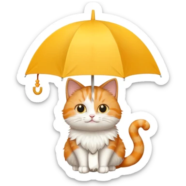 Cat with yellow umbrella sticker