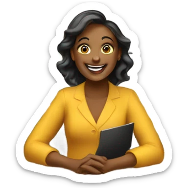 Happy ladies designing her new office  sticker