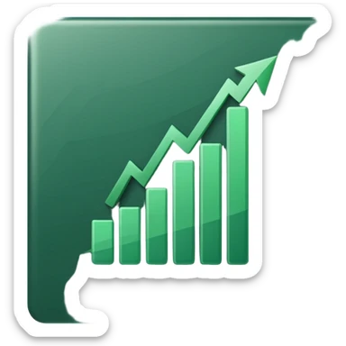 green bar chart decreasing with arrow sticker