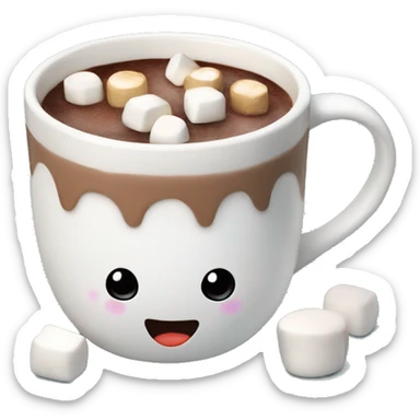 Hot chocolate with marshmallows in christmas mug sticker