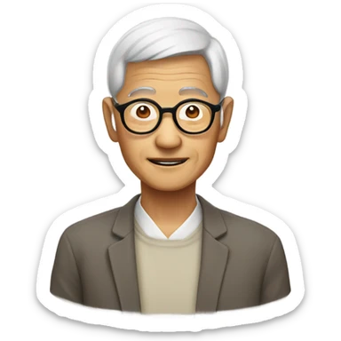 a lovely asian old man, wearing round glasses sticker