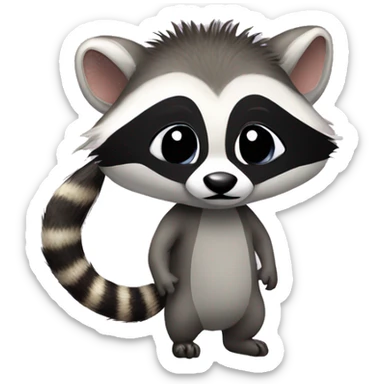 Baby raccoon and ostrich, both wear romper sticker