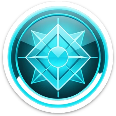 Minimal futuristic UI icon for "documentation", thin crystal lines, neon cyan glow, dark sci-fi interface style, flat symbol design, glass hologram effect, sharp geometry, centered, transparent background, no object, no cartoon, no pixel art, no 3D character, 100x100 px sticker