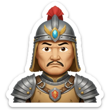portrait of Genghis Khan in armor rotated 45 degrees to the right sticker