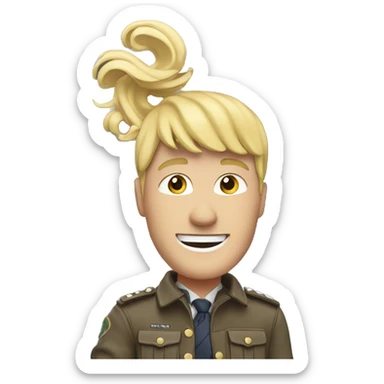 Male with blonde hair waving hand to say hello with a Scotland flag in the background  sticker