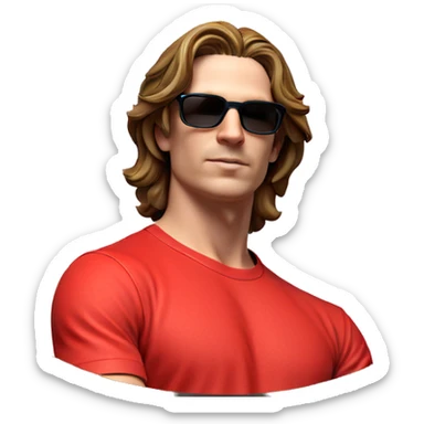 cool guy in red shirt sticker