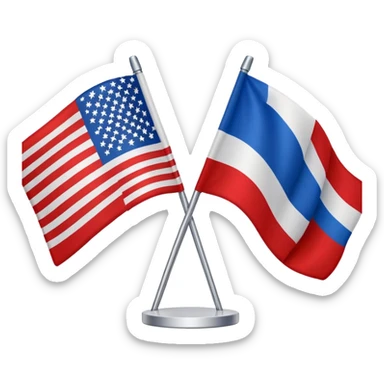 American flag and Russian flag kissing sticker