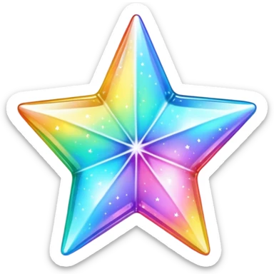 vibrant holographic rainbow y2k aesthetic hollow glass star sticker