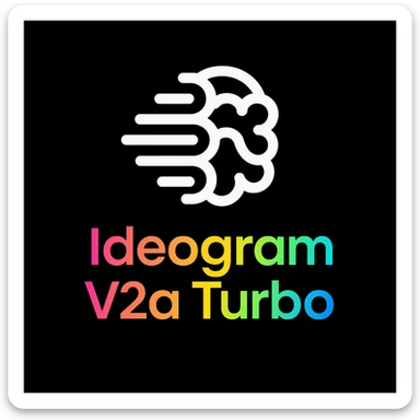 make a colorful text of "Ideogram V2a Turbo", black background, add this logo too sticker