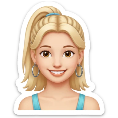 smiling girl with hoop earrings sticker
